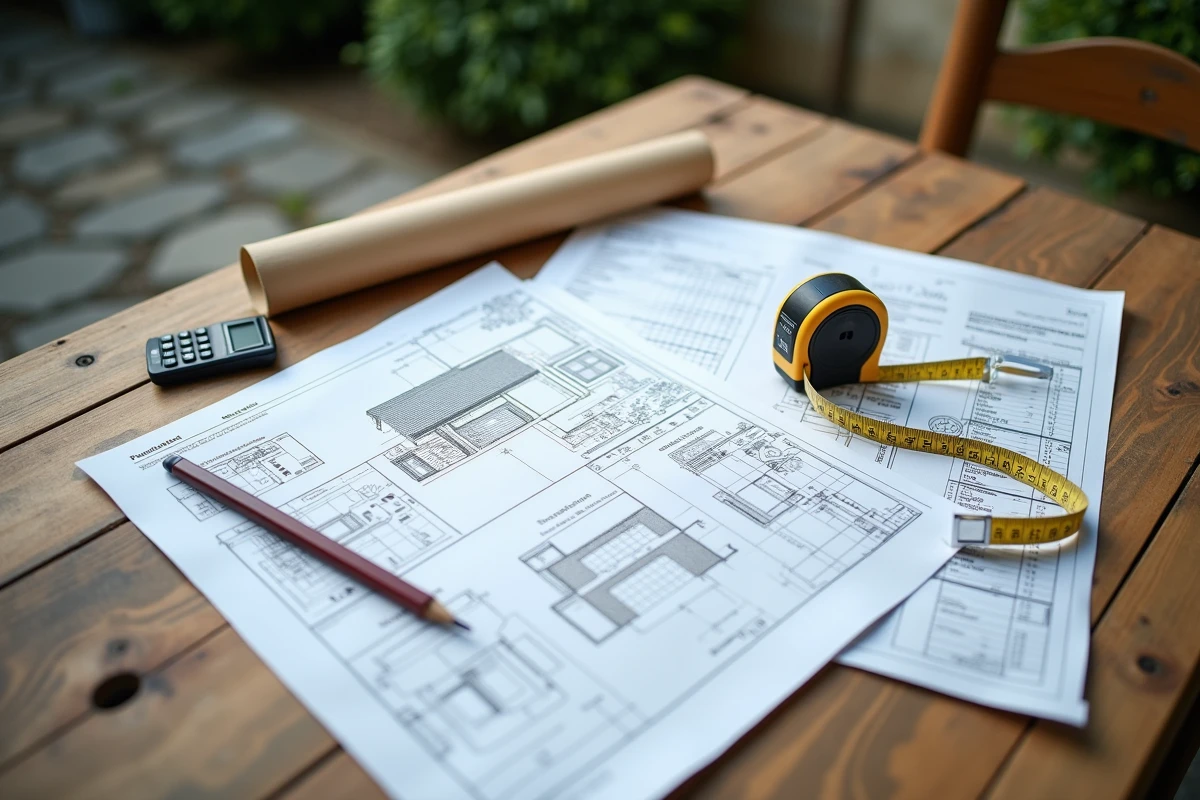 Plans et documents administratifs pour le calcul de la surface d'un abri de jardin sans permis de construire